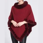 Cozy Waffle Fleece Poncho Cape