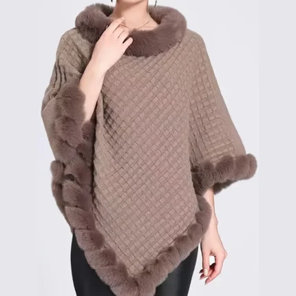 Cozy Waffle Fleece Poncho Cape