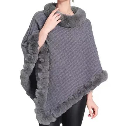 Cozy Waffle Fleece Poncho Cape