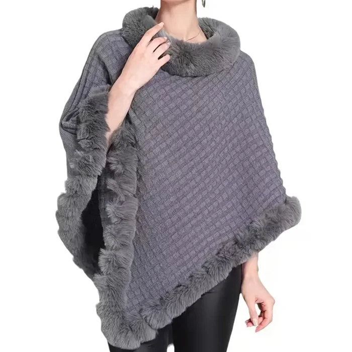 Cozy Waffle Fleece Poncho Cape
