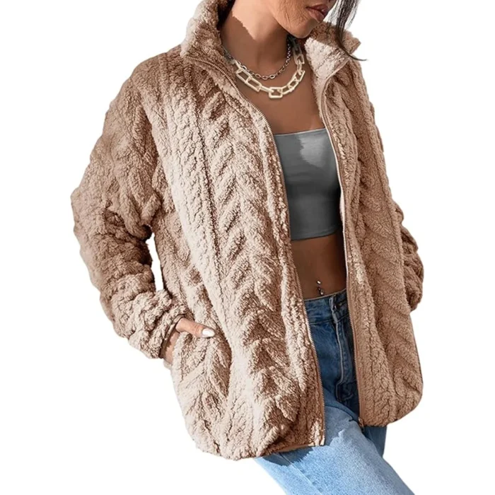 Dokotoo Women's Fleece Jacket – Oversized Zip-Up Coat