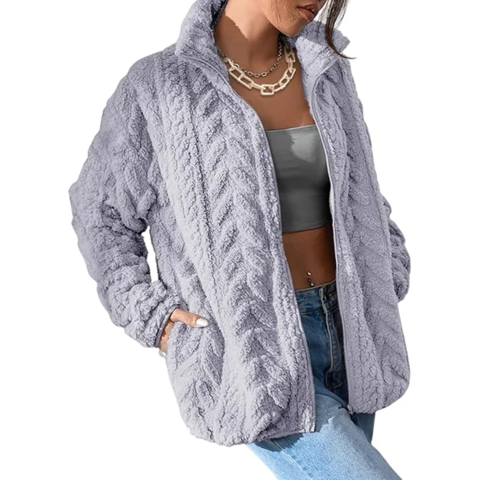 Dokotoo Women's Fleece Jacket – Oversized Zip-Up Coat